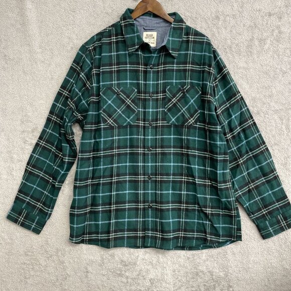 NEW Blake Shelton X Lands' End Men's 2XLT Green Plaid Flannel Shirt - Picture 2 of 9